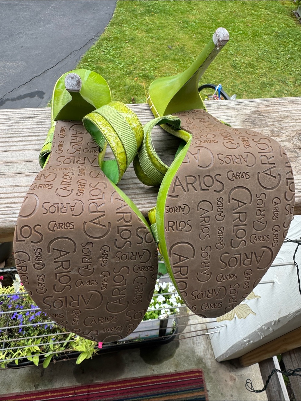 Carlos Santana Lime Green Platform Stiletto Sandals - Picture 6 of 9